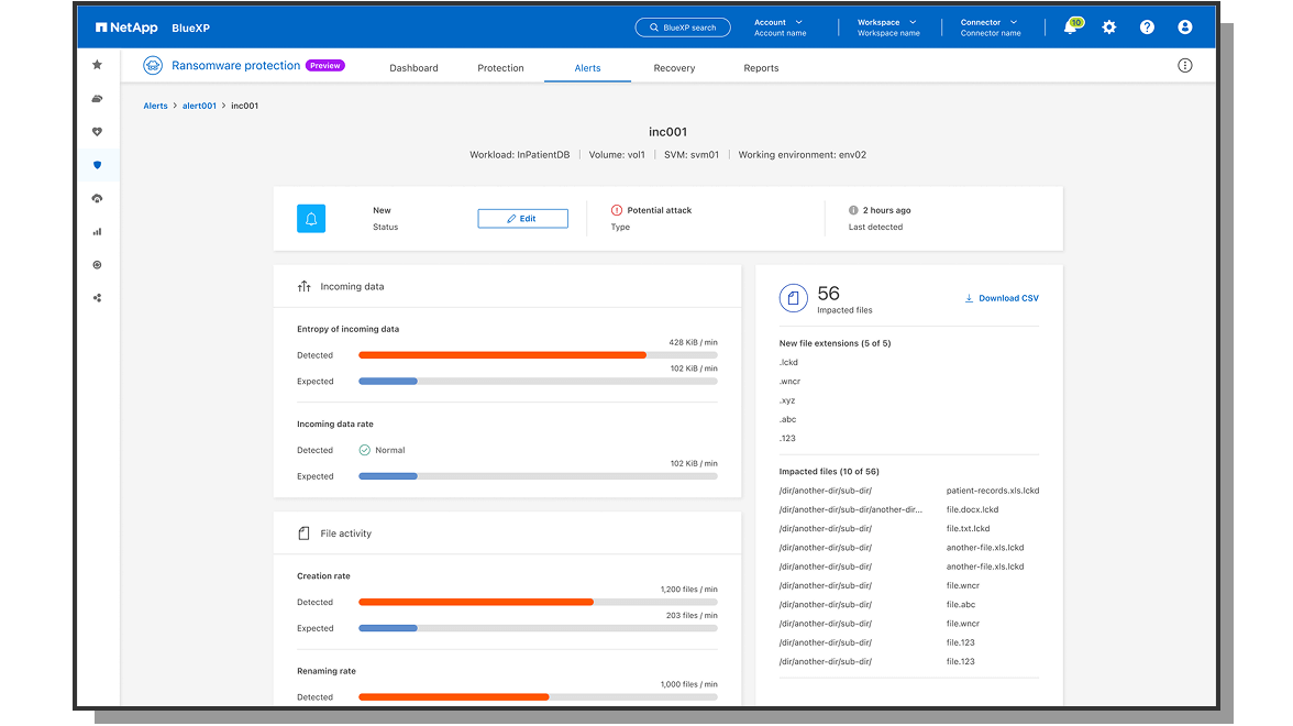 Ransomware-Schutz durch KI-basierte Erkennung | NetApp BlueXP