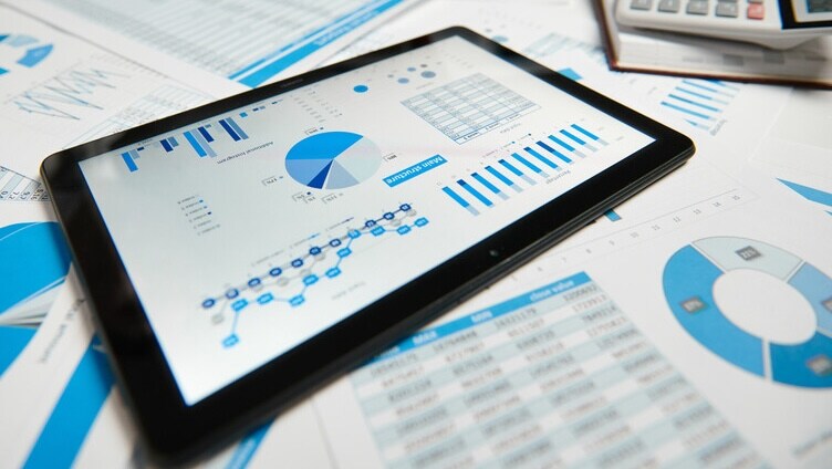 main structure data charts on a tablet