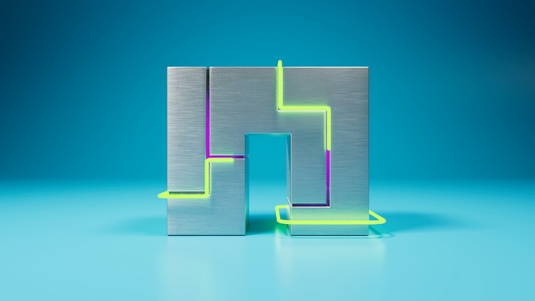NetApp Arch Logo with neon lines