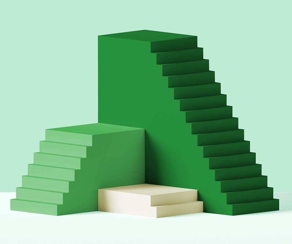 grüne und weiße Stufen