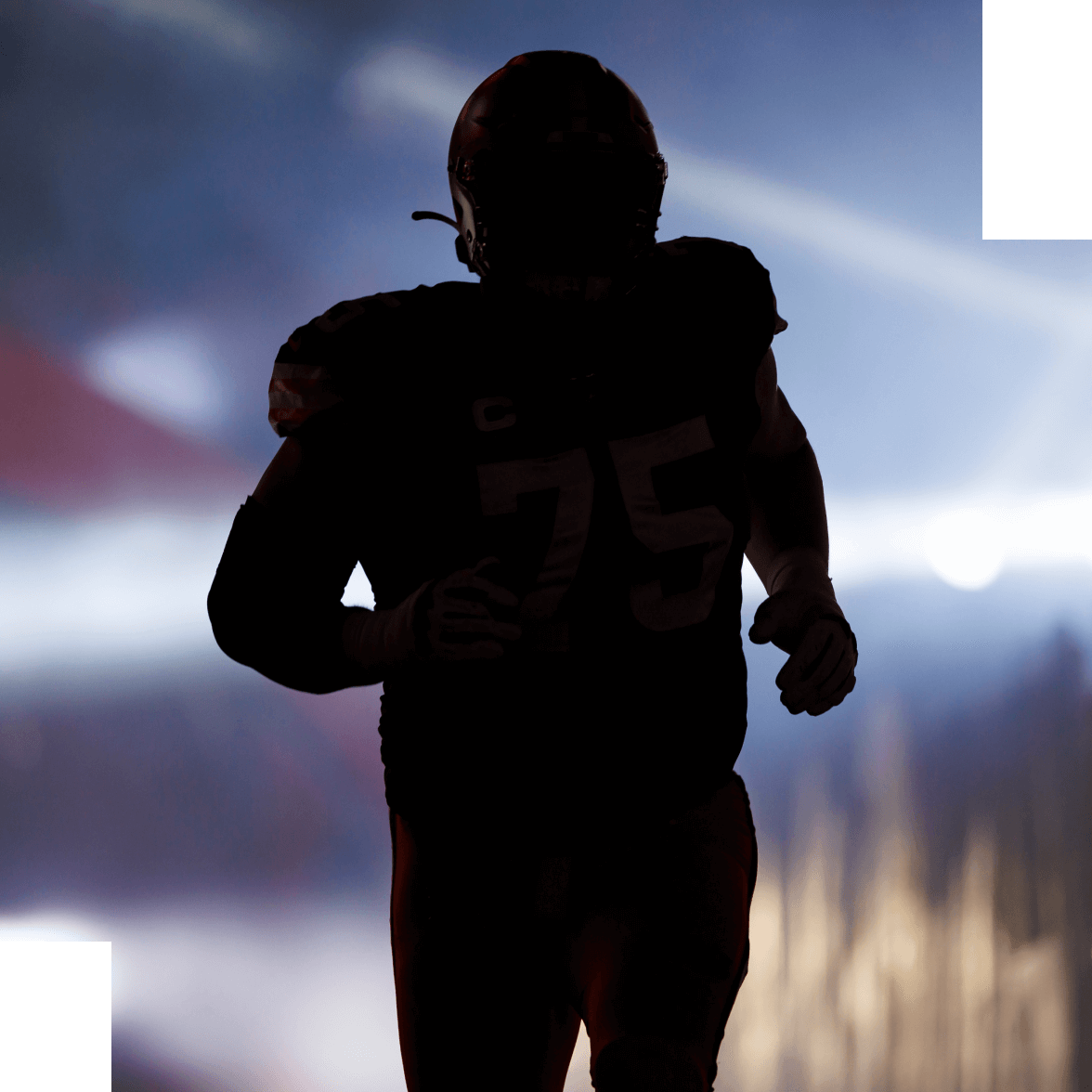 Imagen de la sombra de un jugador de la NFL corriendo