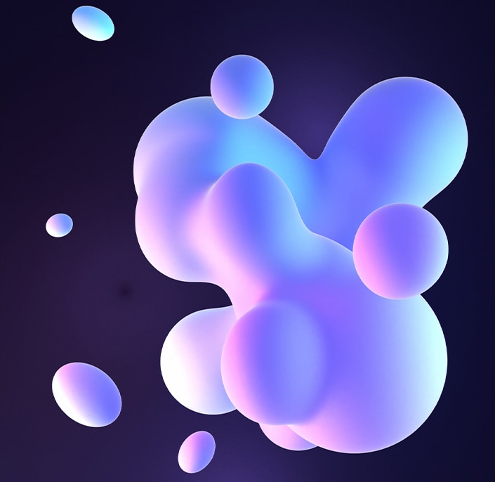 una mancha flotante de color azul y púrpura sobre un fondo de color púrpura oscuro