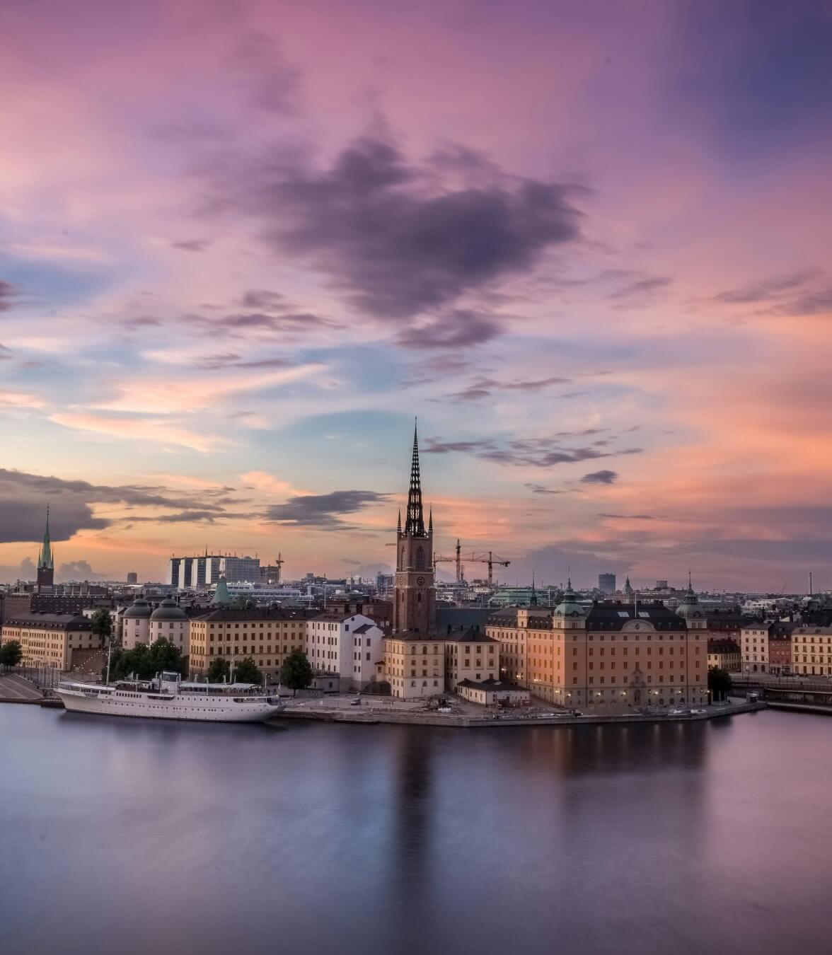 Coucher de soleil sur Stockholm