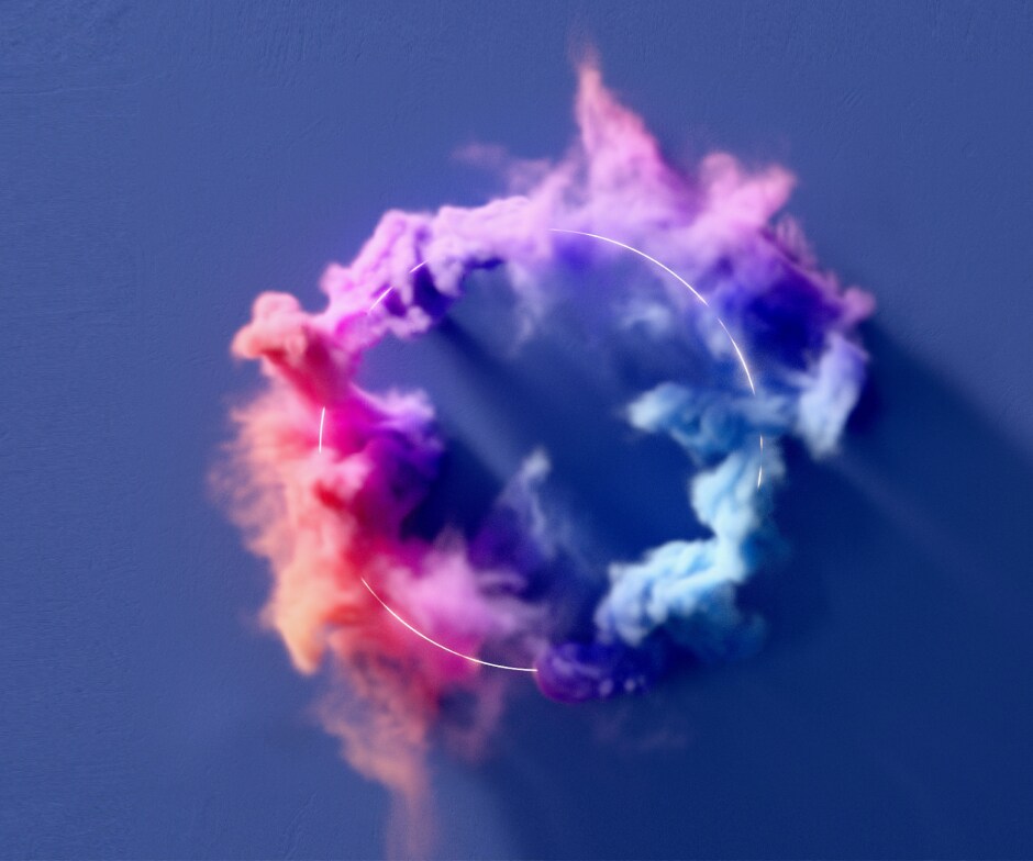 Fond bleu avec des nuages colorés