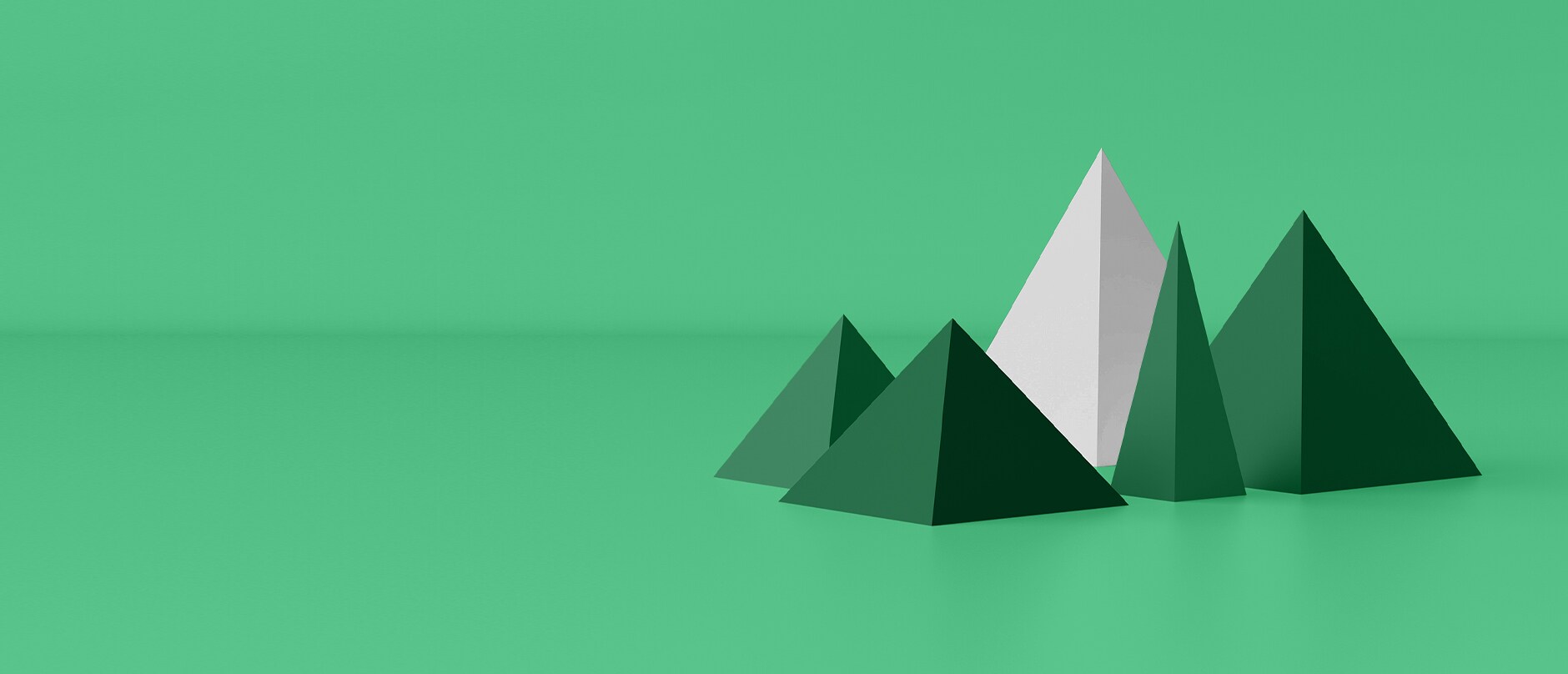 green and white pyramids