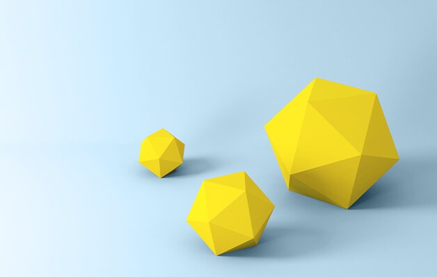 파란색 환경에 노란색 추상적 도형