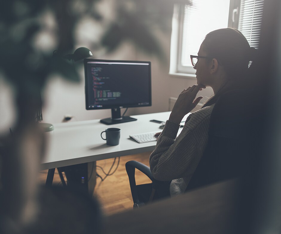 woman working on computer