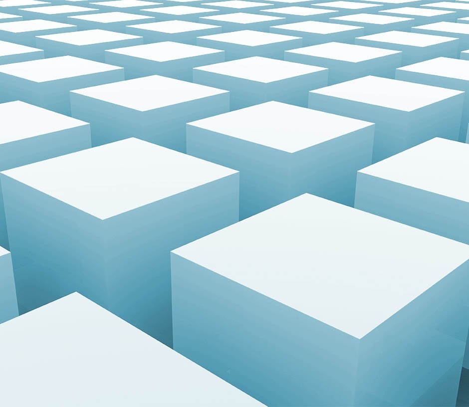 Light blue cubes in rows