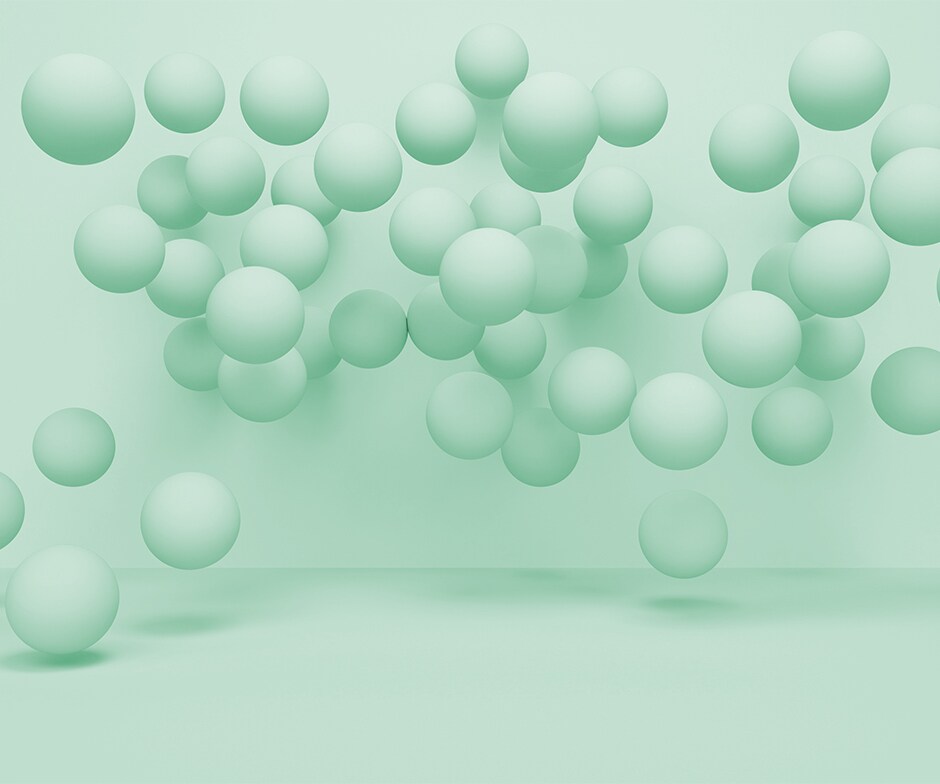 light green floating spheres