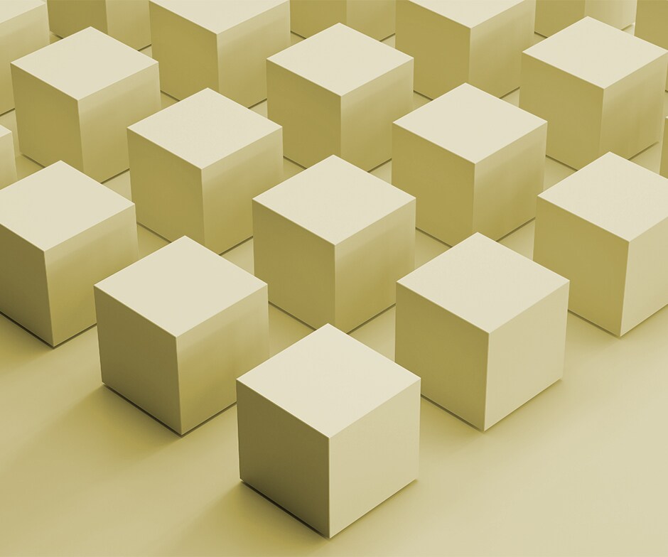 Yellow cubes in rows