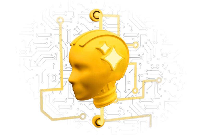 stylized artificial intelligence illustration of a human head