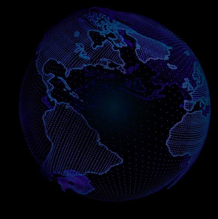 data points forming a spinning globe
