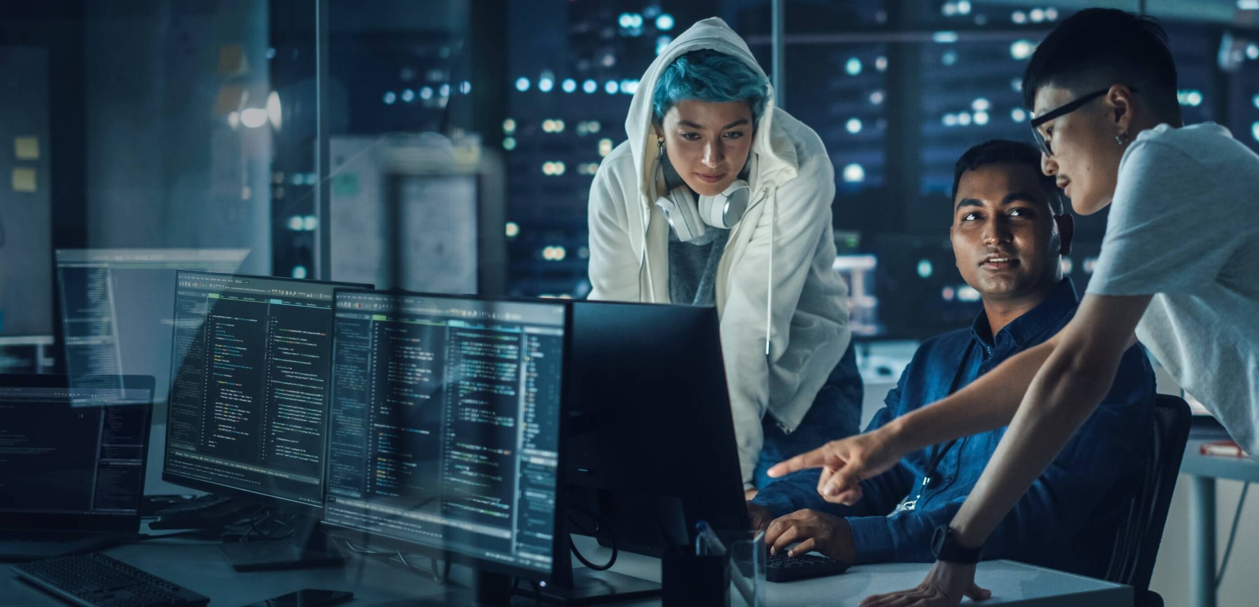 People discussing in office