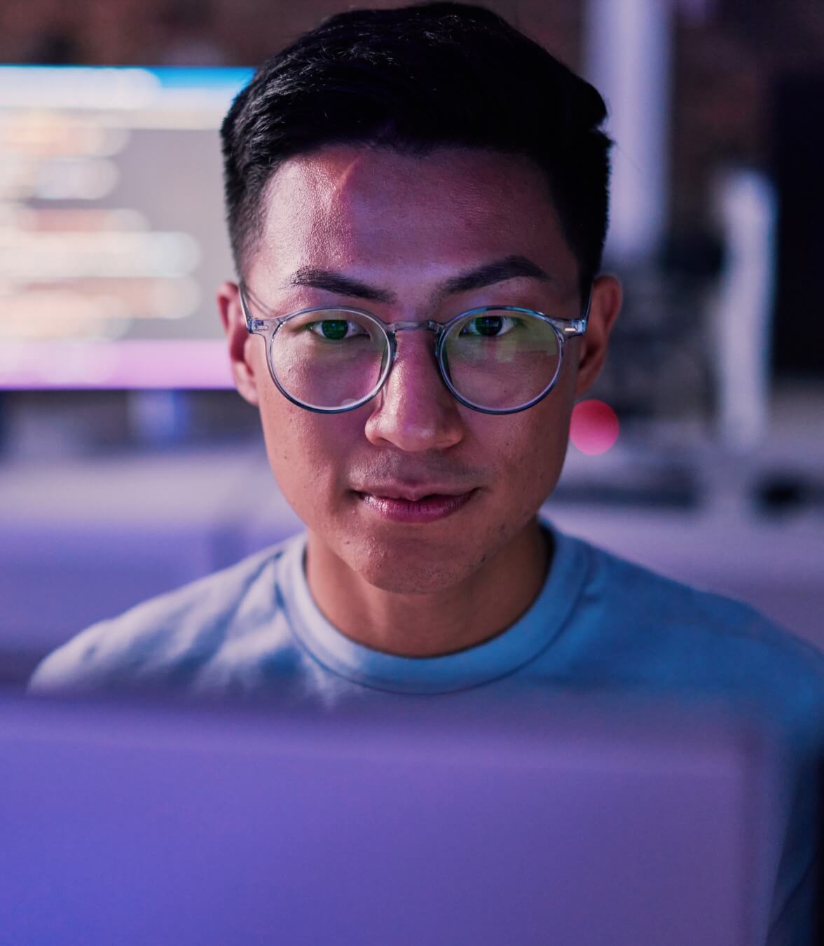 person looking at laptop