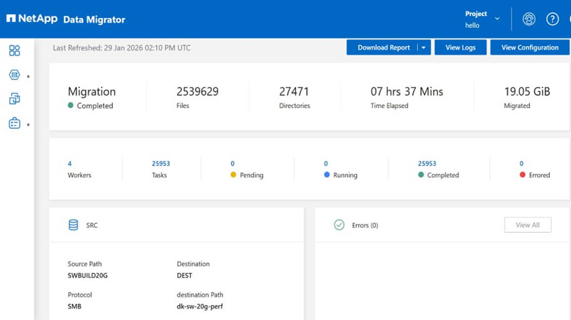 NetApp Data Migrator Statistics
