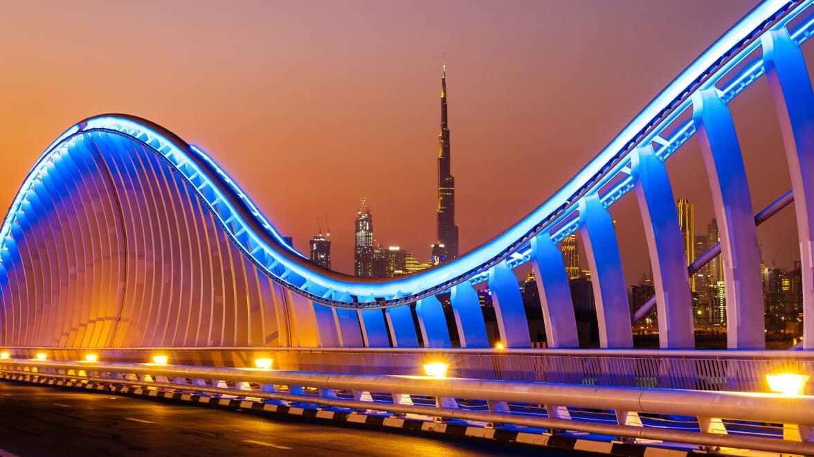 Bridge night view with lights