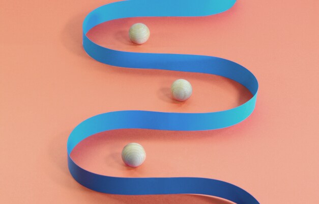 blue ribbon with white balls