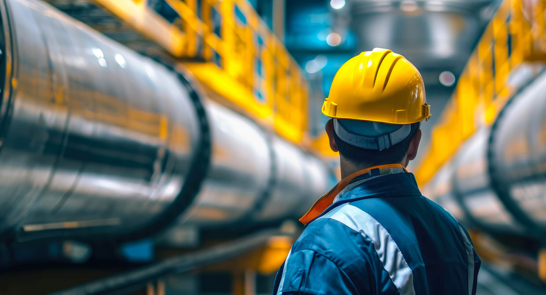 Oil worker in an industrial setting