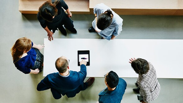 employees having a discussion