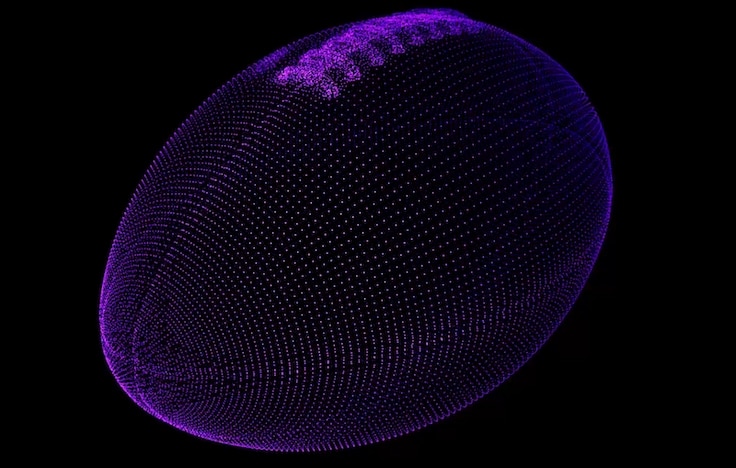 データポイントが大きなアメリカンフットボールを形成している