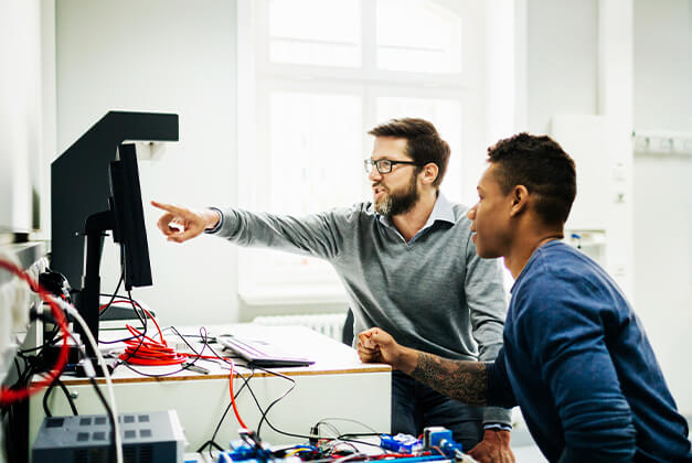 Two engineers confident in their organization's storage infrastructure