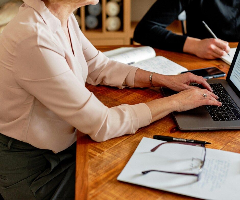 Person using a laptop.