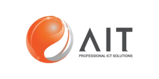 AIT Professional ICT Solutions logo with an orange and silver spherical design.