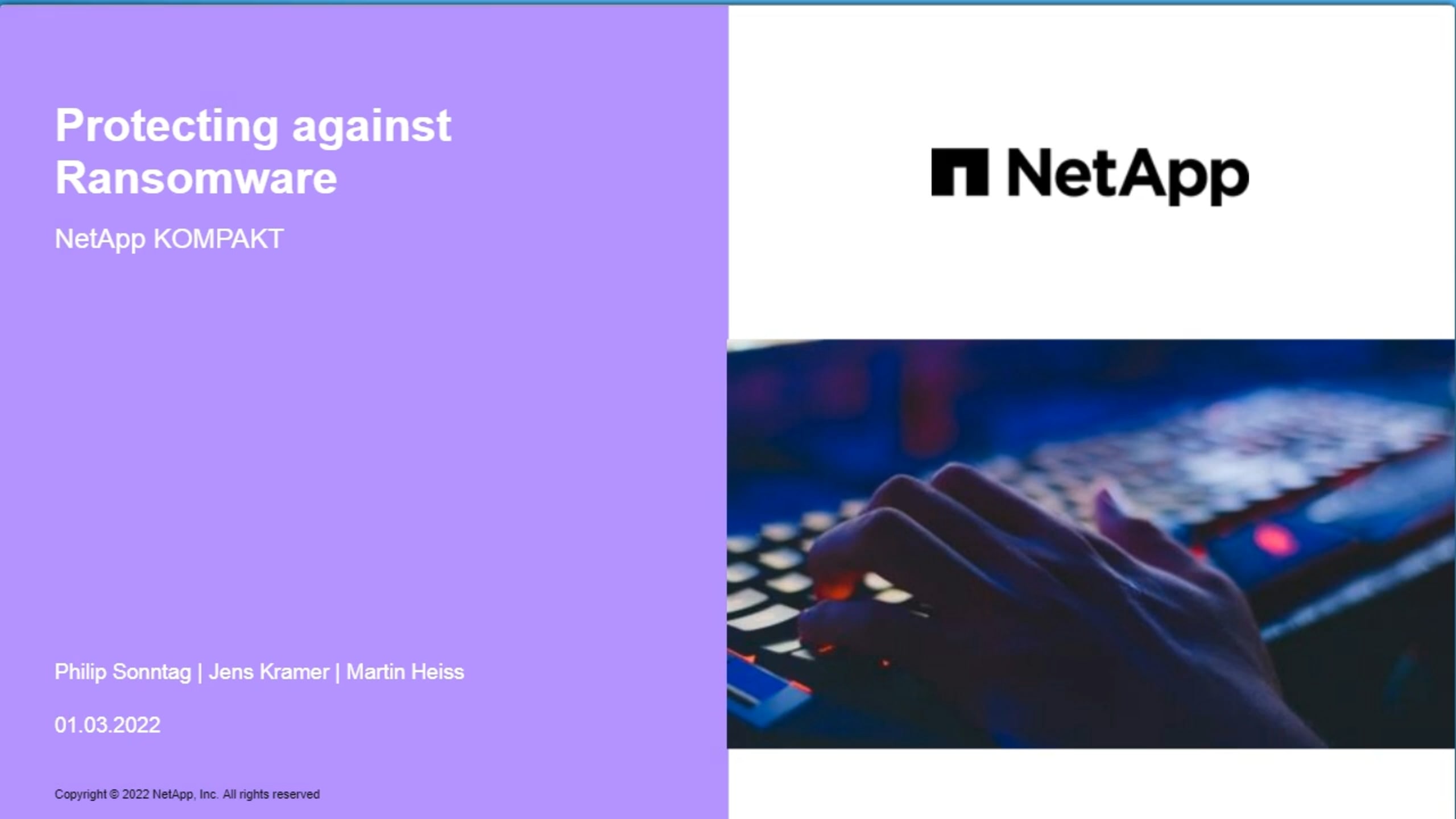 Data ransomware protection and ransomware live lab | NetApp Video