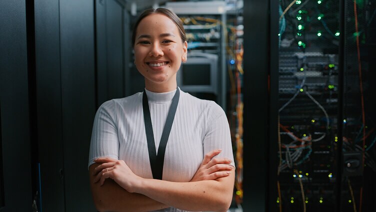 Person in data center