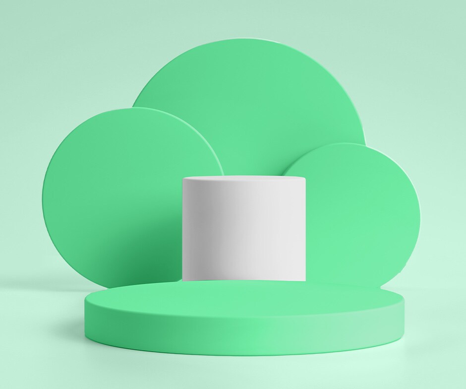 green discs and white cylinder